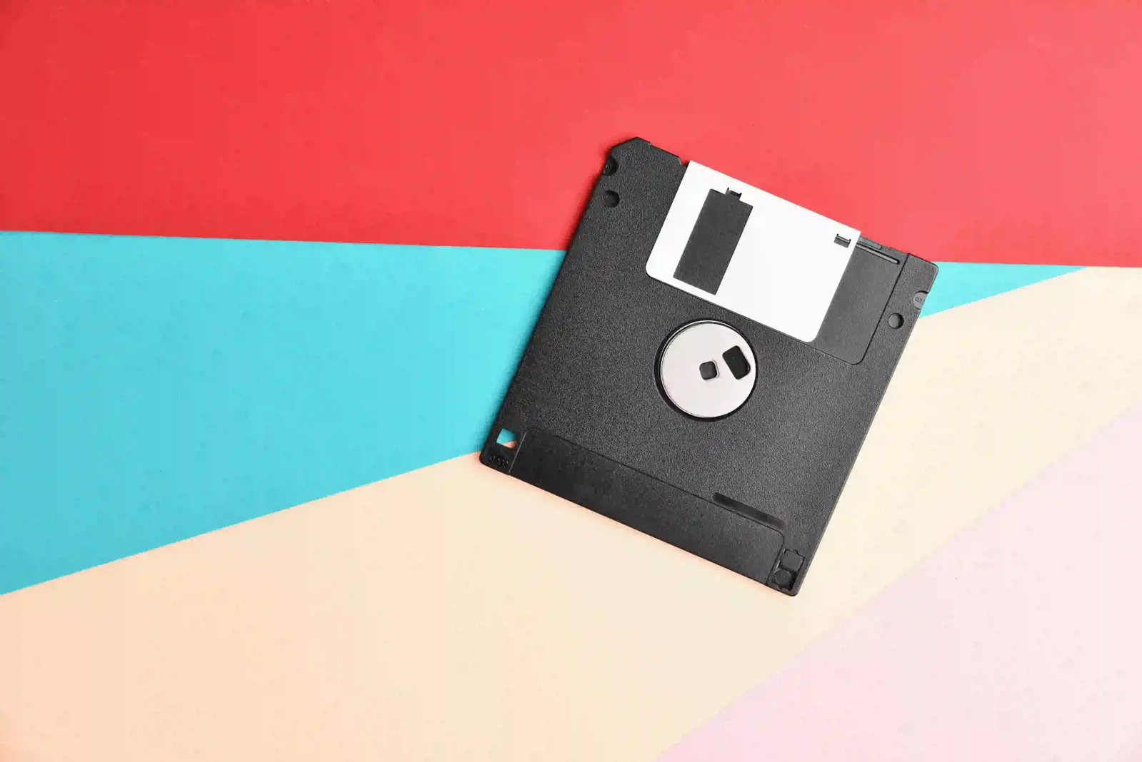 A photograph of a floppy disk, a technological revolution that has fallen out of use